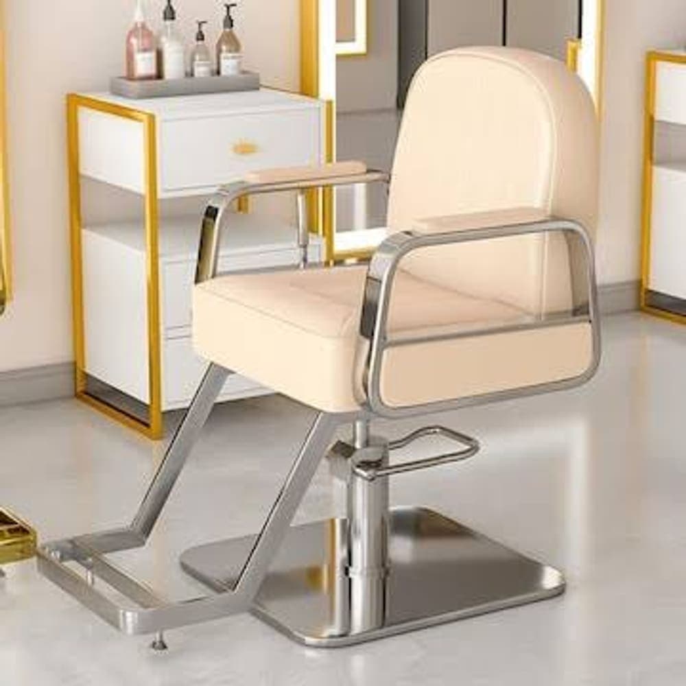 Cream & Gold Luxury Hydraulic Salon Styling Chair
