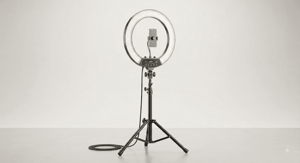 18-Inch Dimmable LED Ring Light Stand Kit with Smartphone Holder